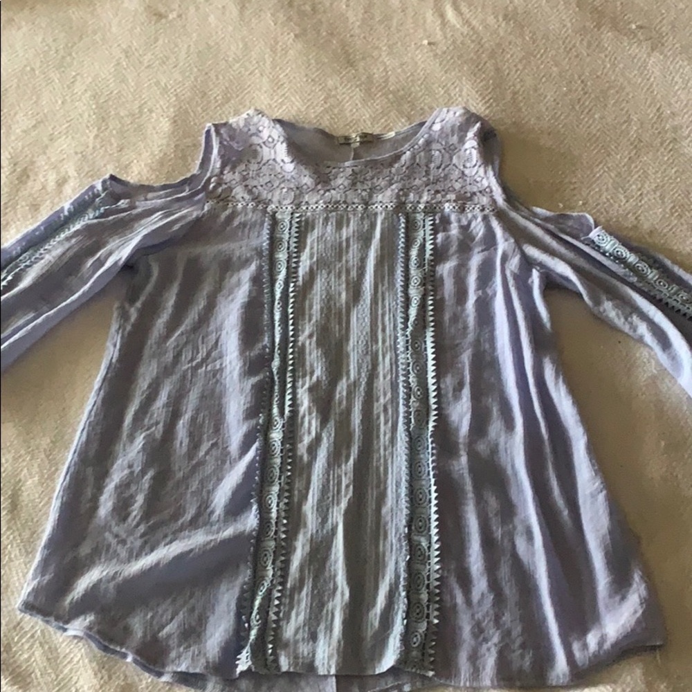 Profile Apparel Light Blue Cold Shoulder Top
